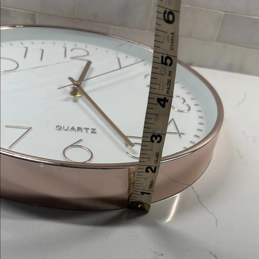 Modern Rose Gold Wall Clock – Silent Quartz – Designer Home Decor